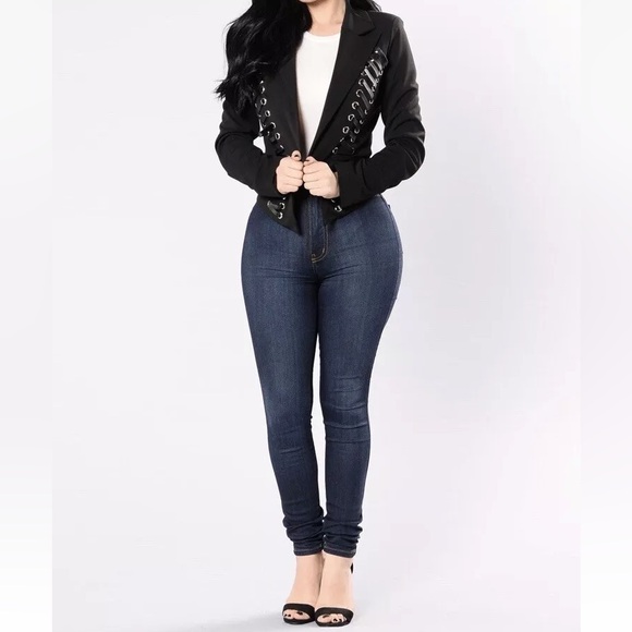 Fashion Nova Open Front Blazer Lace Up Detail - Picture 11 of 11